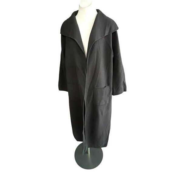 Eileen Fisher Brown Wool Cashmere Blend Open Drape Duster Maxi Coat Size Large - Picture 1 of 8